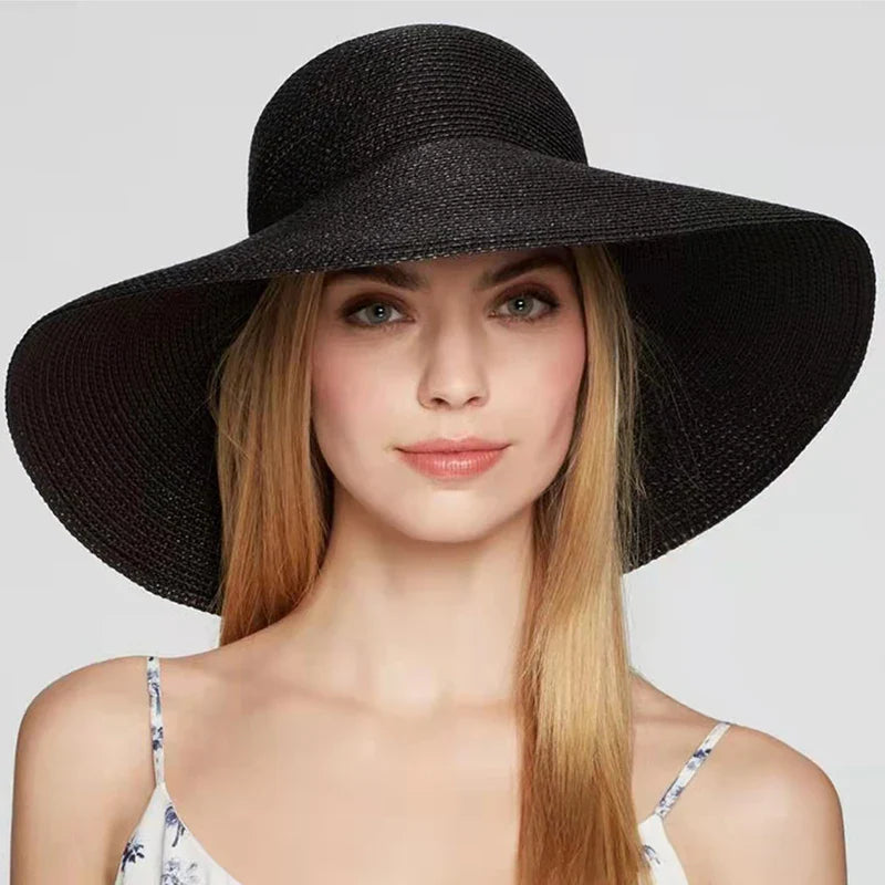 Foldable Women Wide Brim Straw Hat - Image 2