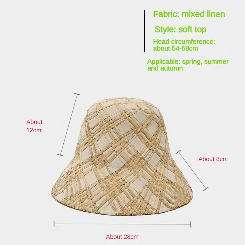 Handmade Raffia Straw Bucket Hat Foldable Sun Hats - Image 8