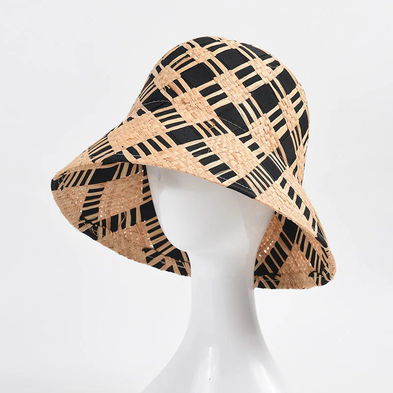 Handmade Raffia Straw Bucket Hat Foldable Sun Hats - Image 3