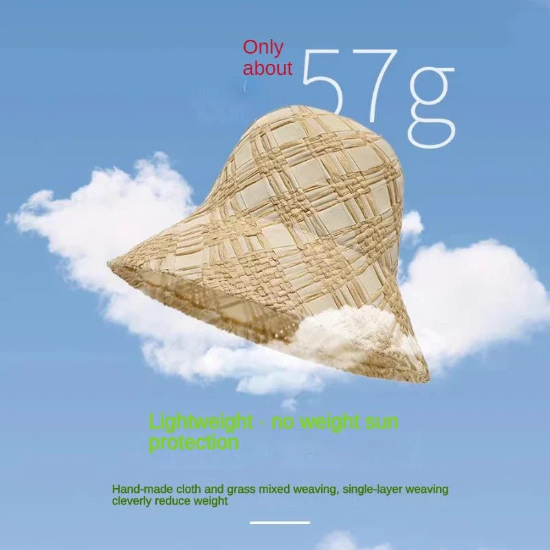 Handmade Raffia Straw Bucket Hat Foldable Sun Hats - Image 7