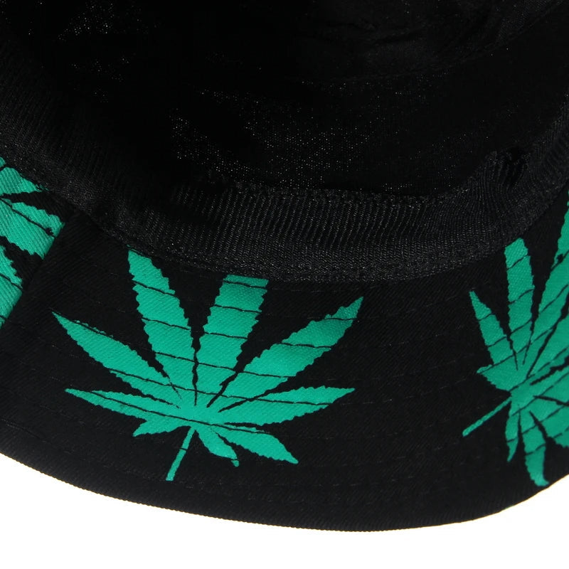 Leaf Print Hip Hop Bucket Hat Sun Hats Cotton - Image 15