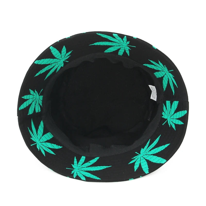 Leaf Print Hip Hop Bucket Hat Sun Hats Cotton - Image 13