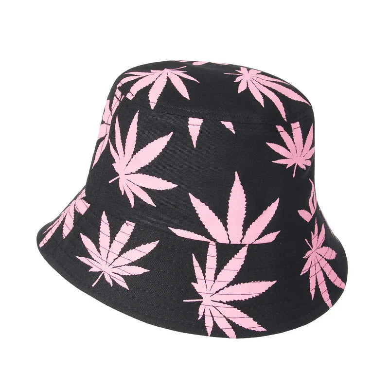 Leaf Print Hip Hop Bucket Hat Sun Hats Cotton - Image 6