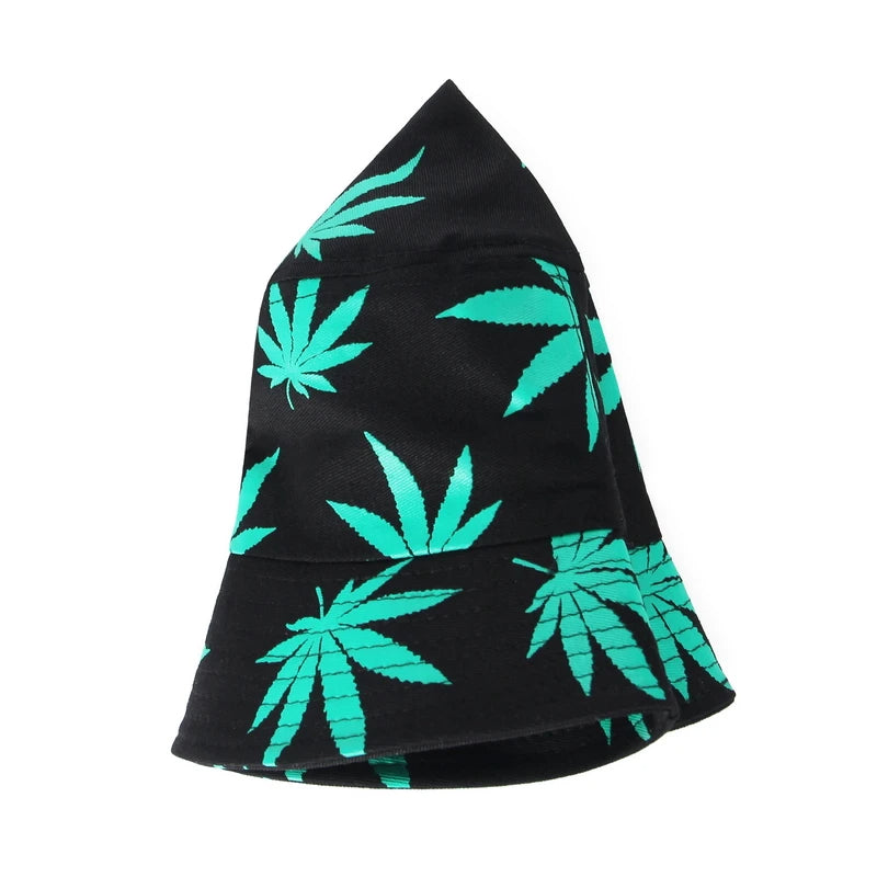 Leaf Print Hip Hop Bucket Hat Sun Hats Cotton - Image 12