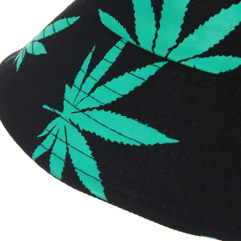 Leaf Print Hip Hop Bucket Hat Sun Hats Cotton - Image 14