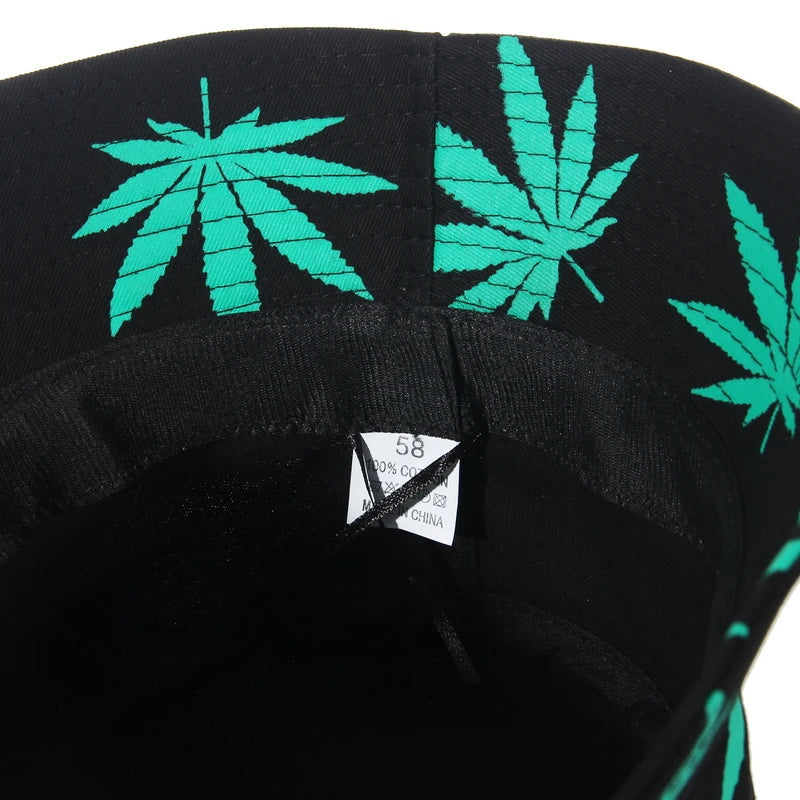 Leaf Print Hip Hop Bucket Hat Sun Hats Cotton - Image 11