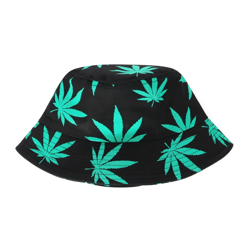 Leaf Print Hip Hop Bucket Hat Sun Hats Cotton - Image 9