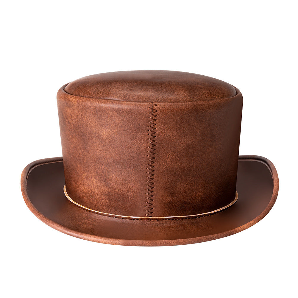 Leather Brown Top Hat - Image 5