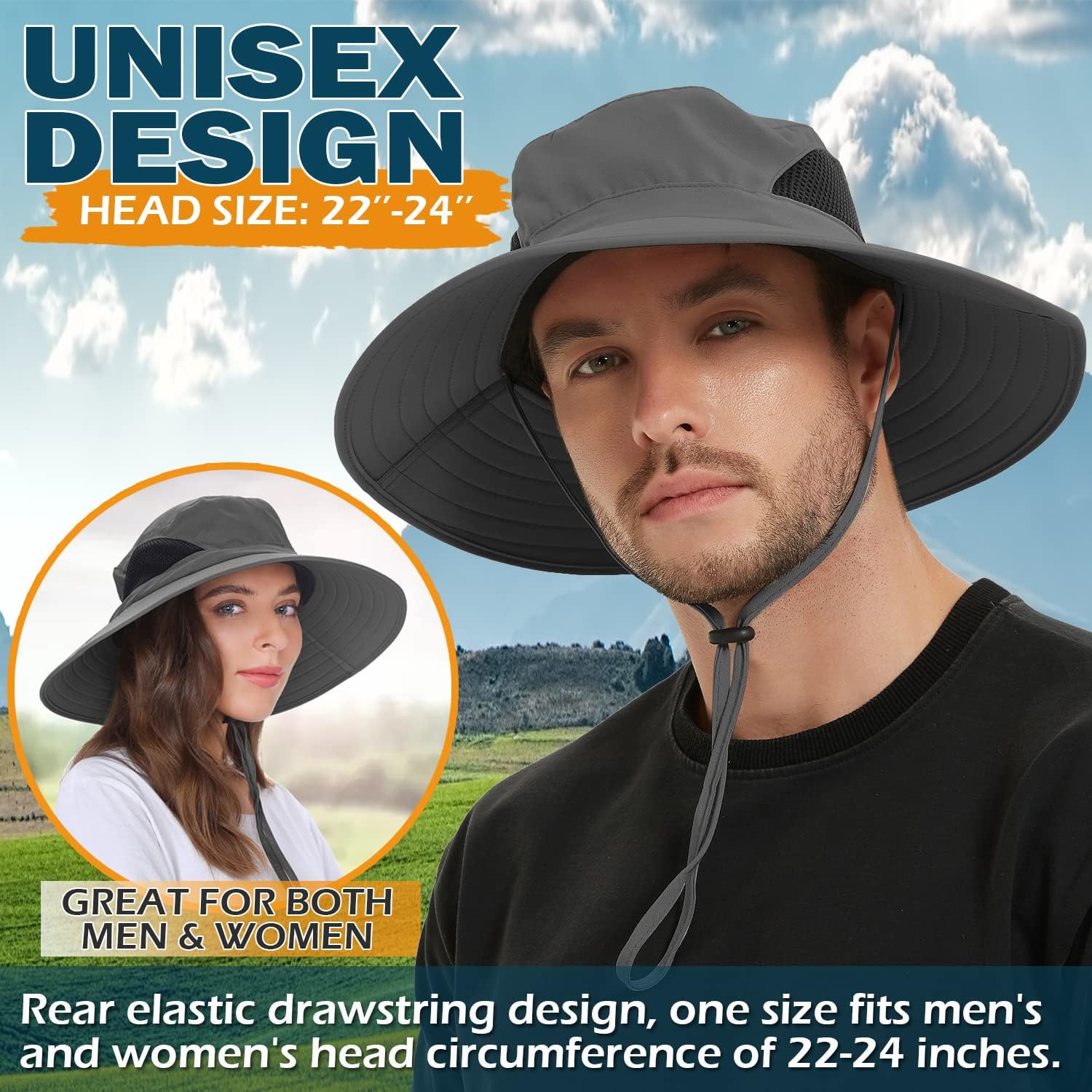 Men and Women Large Brim Waterproof Breathable Outdoor Quick Dry Boonie Hat - Image 3