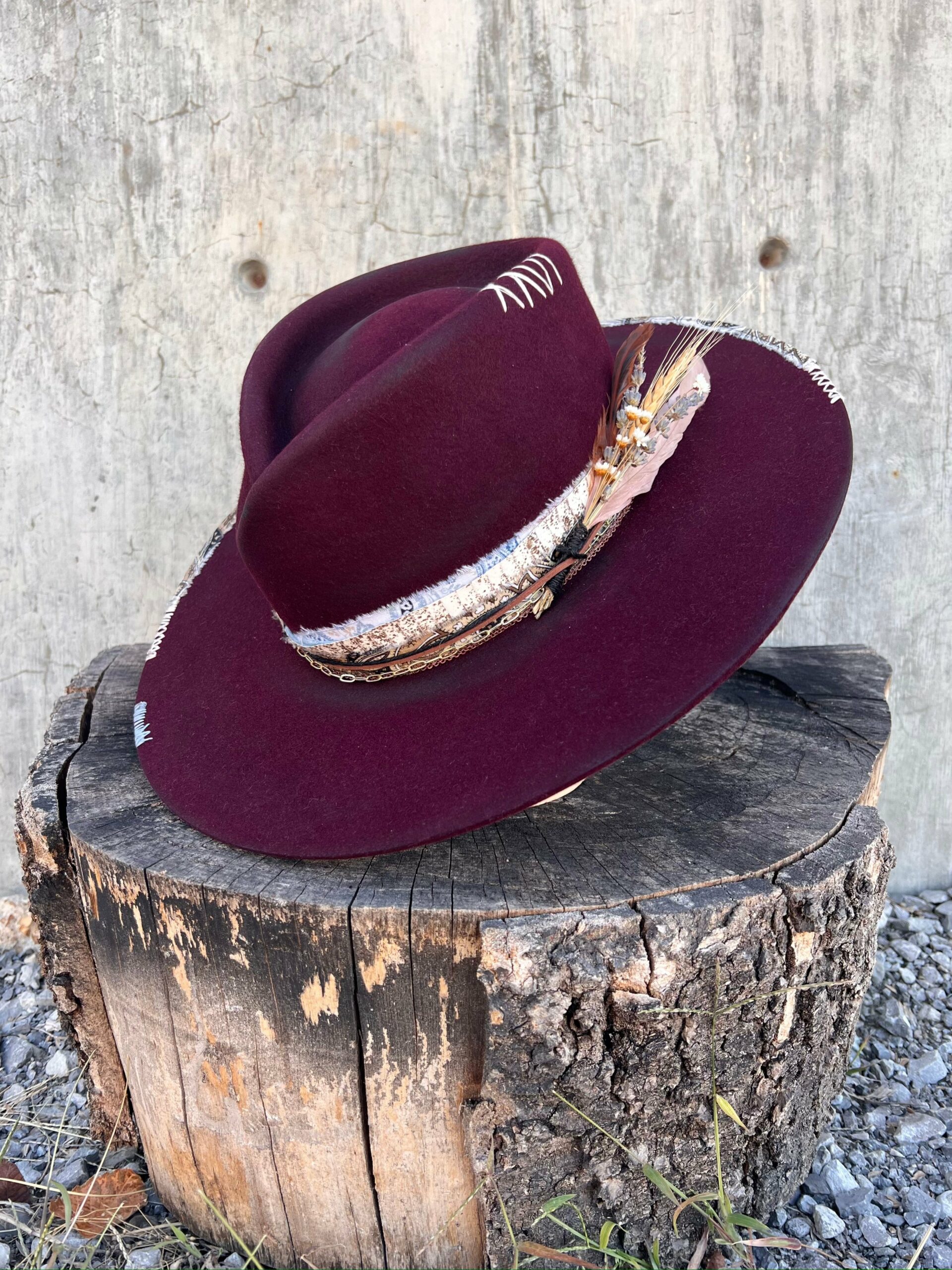 Mulled Wine Vintage Felt Wide Brim Hat - Image 3