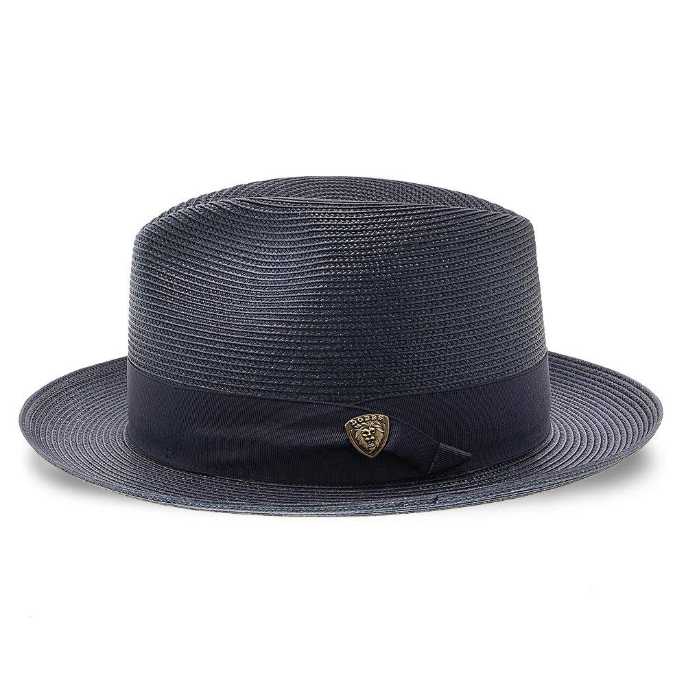 Navy Blue Straw Fedora Hat - Image 2