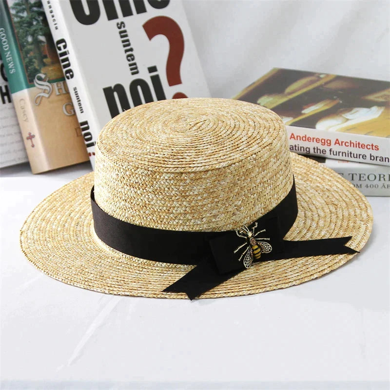 Panama Bow Flat-Top Straw Hat - Image 4