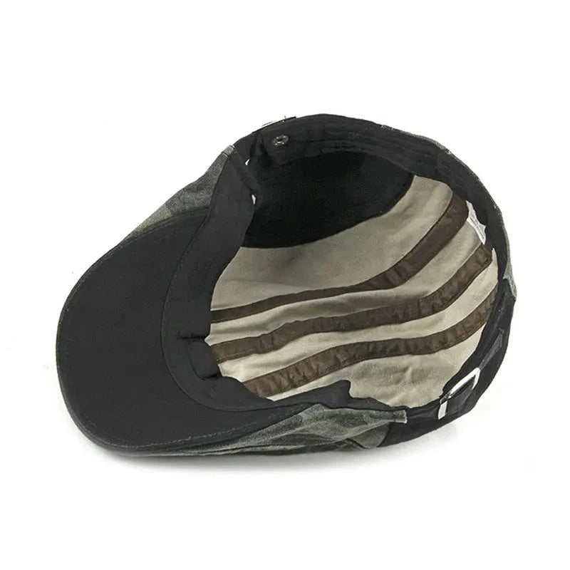 Patchwork Washed Cotton Flat Cap - Image 9