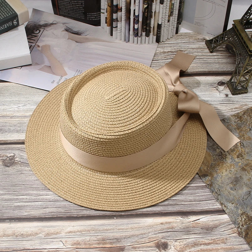 Ribbon Wide Brim Panama Summer Hat - Image 3