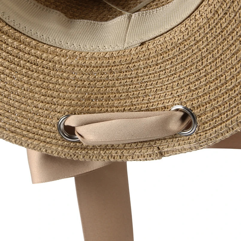 Ribbon Wide Brim Panama Summer Hat - Image 6