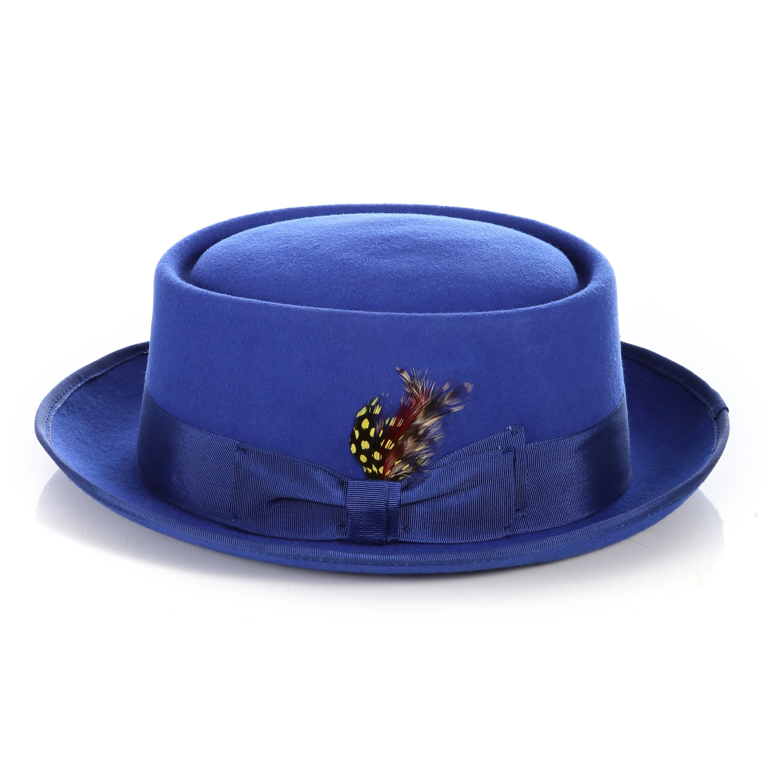 Royal Blue Wool Felt Pork Pie Hat - Image 3