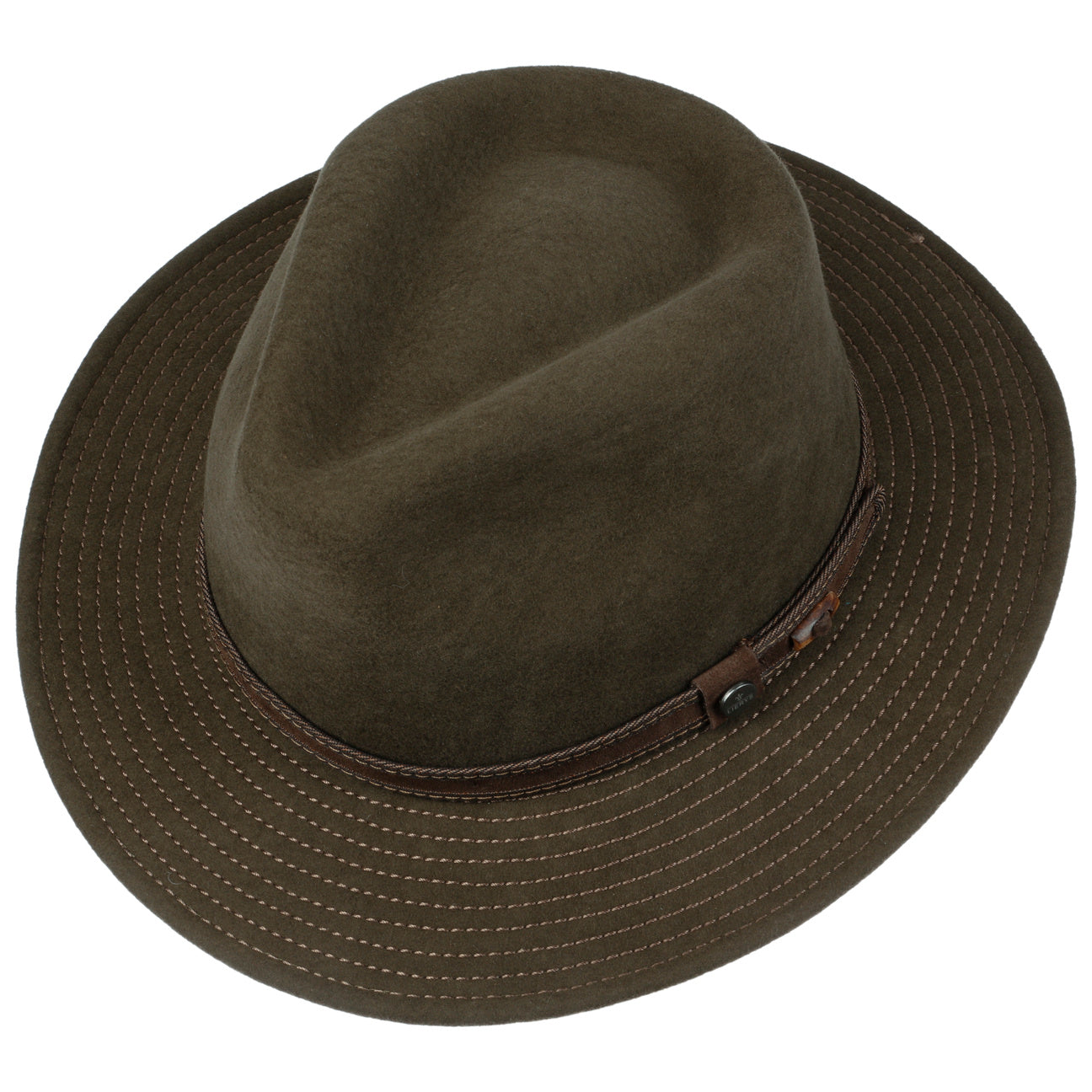 Stitched Brim Traveller Wool Fedora Hat - Image 3