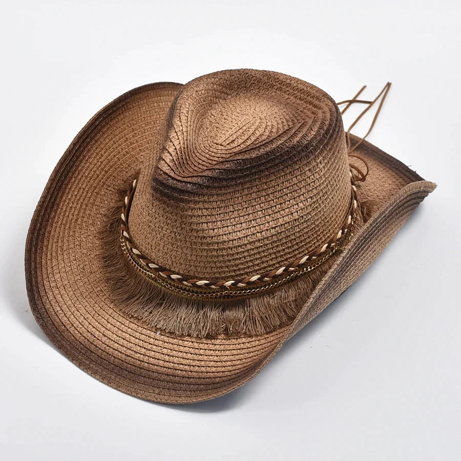 Straw Hat Tassels Western Cowboy Hats - Image 3