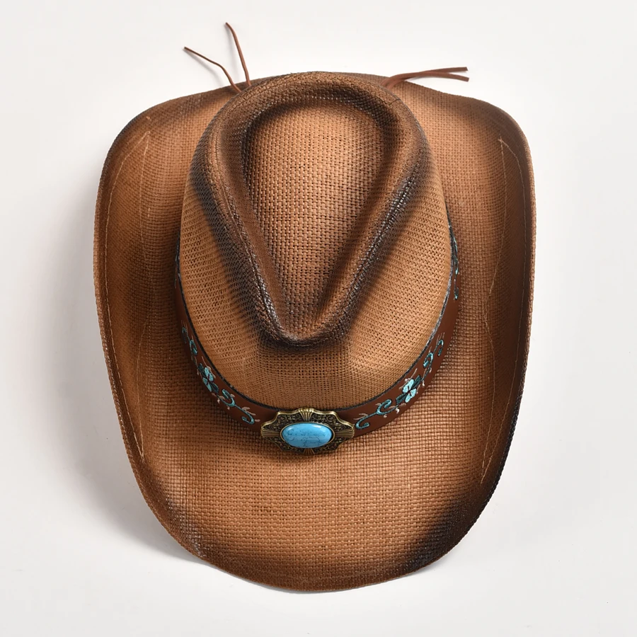 Straw Western Cowboy Hat Vintage Jazz Hat - Image 3