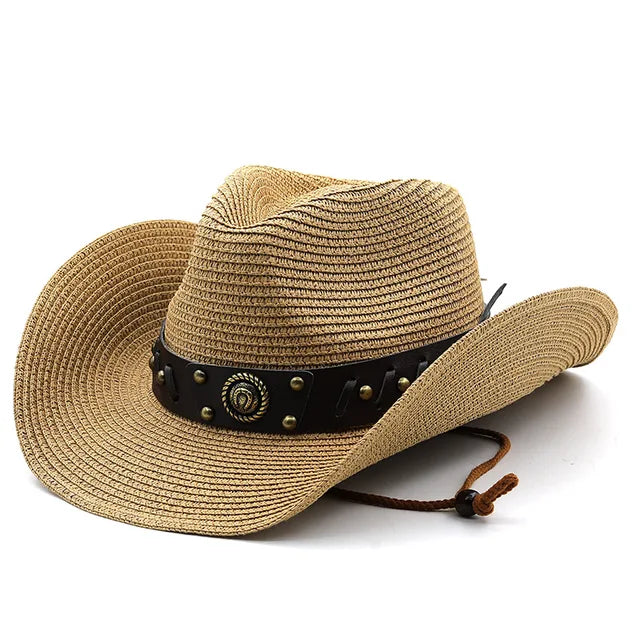 Straw Western Cowboy Hat Wide Brim - Image 9