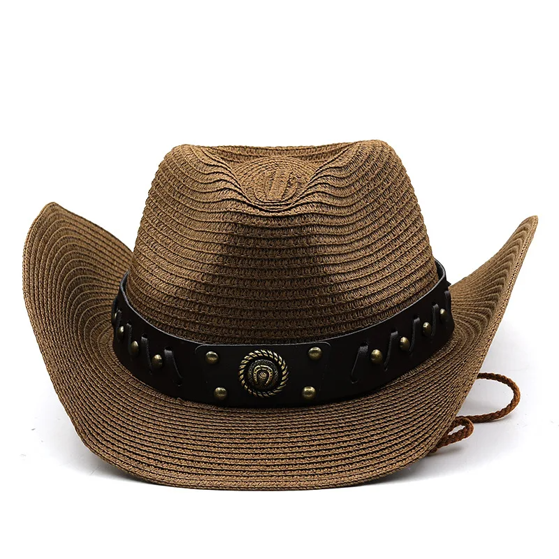 Straw Western Cowboy Hat Wide Brim - Image 2