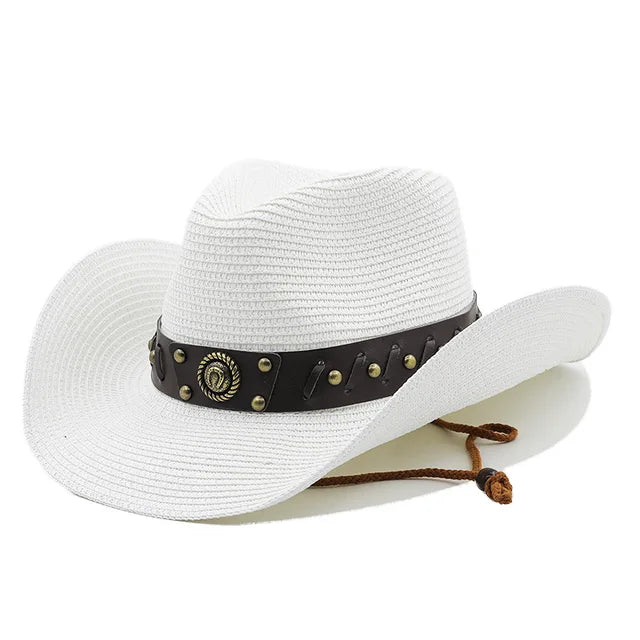 Straw Western Cowboy Hat Wide Brim - Image 6
