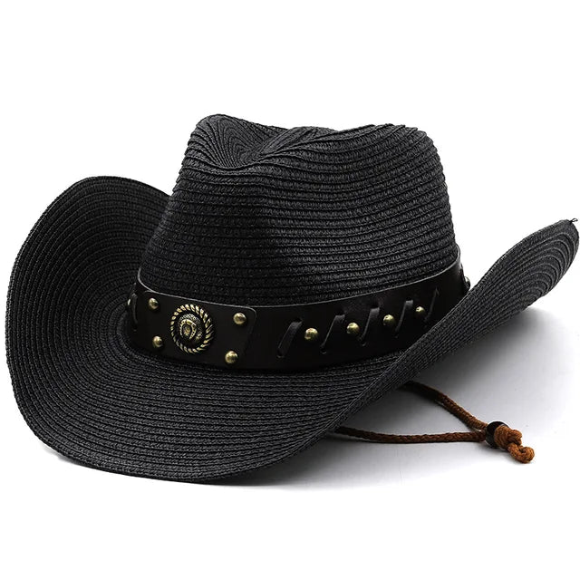 Straw Western Cowboy Hat Wide Brim - Image 7