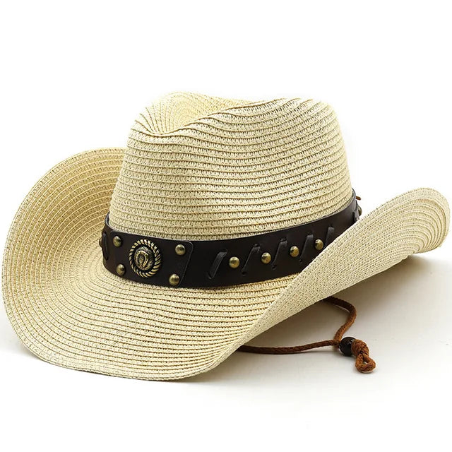 Straw Western Cowboy Hat Wide Brim - Image 8