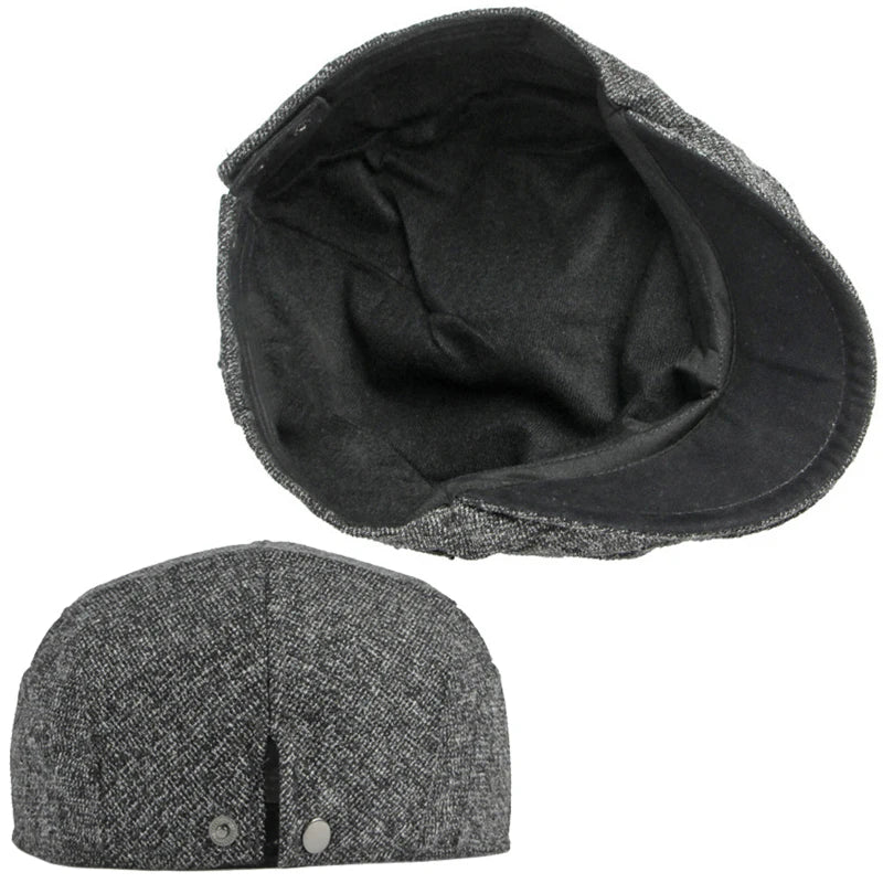 Stylish Solid Color Wool Flat Cap - Image 7