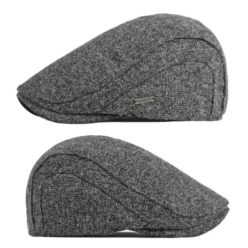 Stylish Solid Color Wool Flat Cap - Image 6