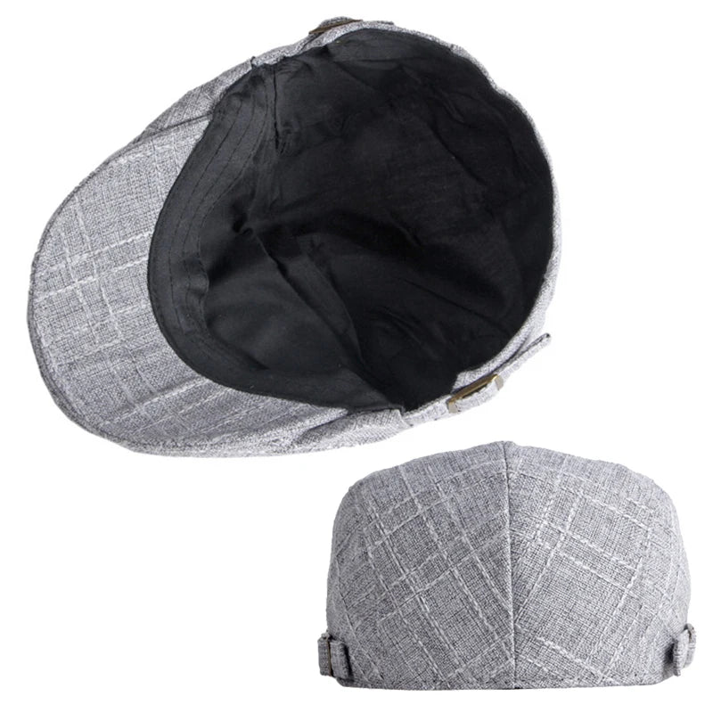 Summer Breathable Plaid Flat Cap - Image 7