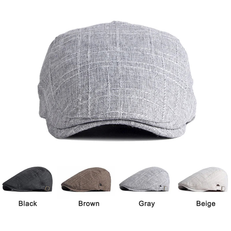 Summer Breathable Plaid Flat Cap - Image 5