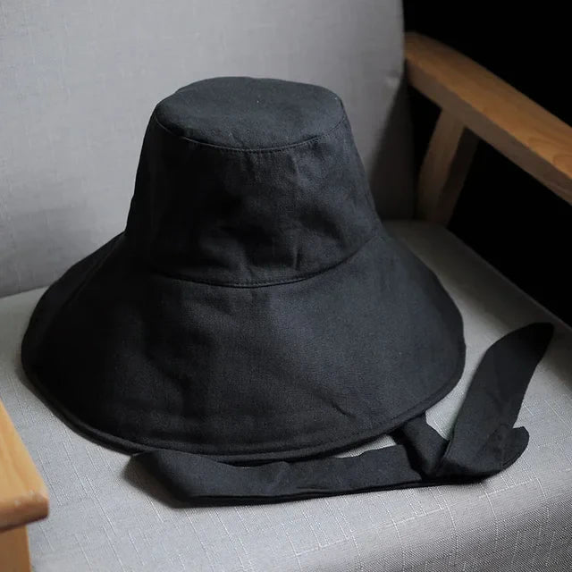 Tie Bucket Hat Foldable UV Cotton Sun Hat - Image 8