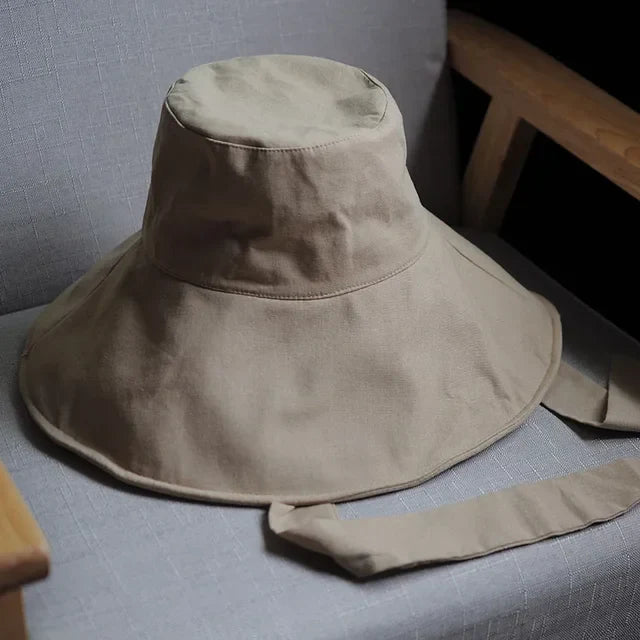 Tie Bucket Hat Foldable UV Cotton Sun Hat - Image 9