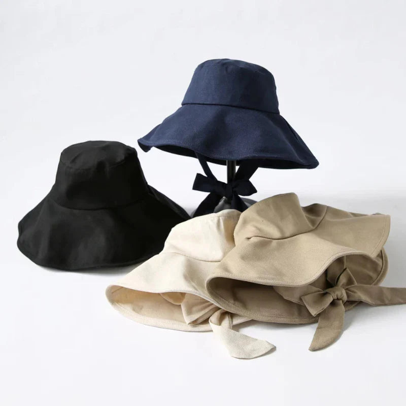 Tie Bucket Hat Foldable UV Cotton Sun Hat - Image 3