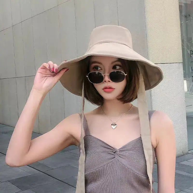 Tie Bucket Hat Foldable UV Cotton Sun Hat - Image 6