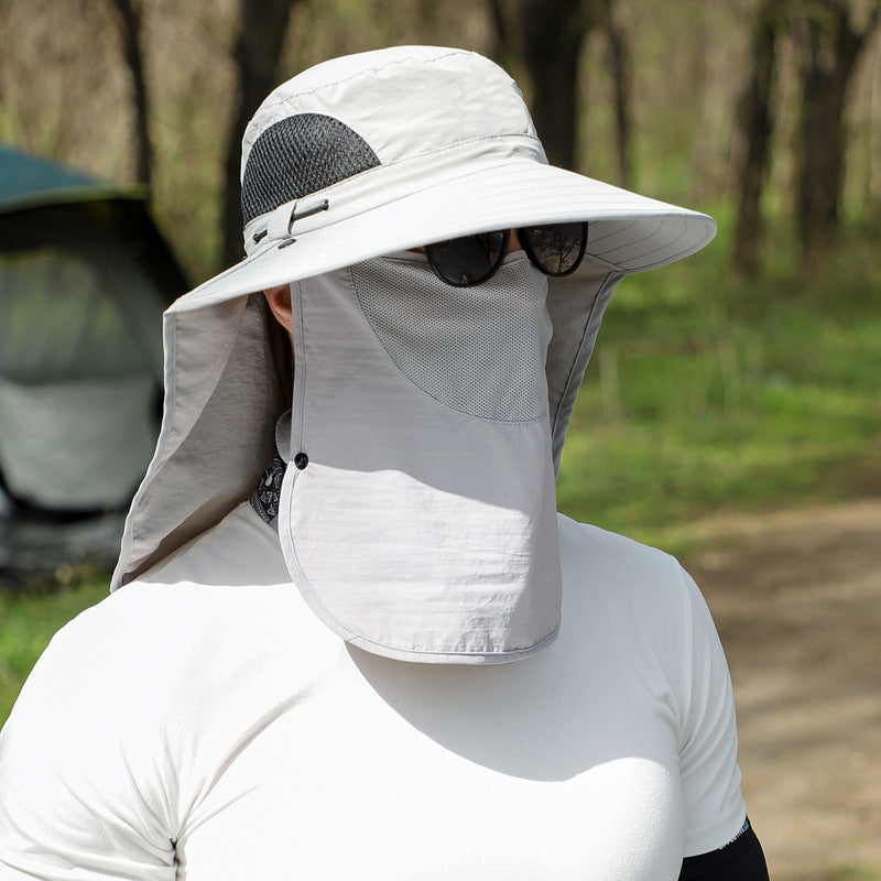 Unisex Adjustable Large Brim Face Neck Cover Waterproof Boonie Hat - Image 9