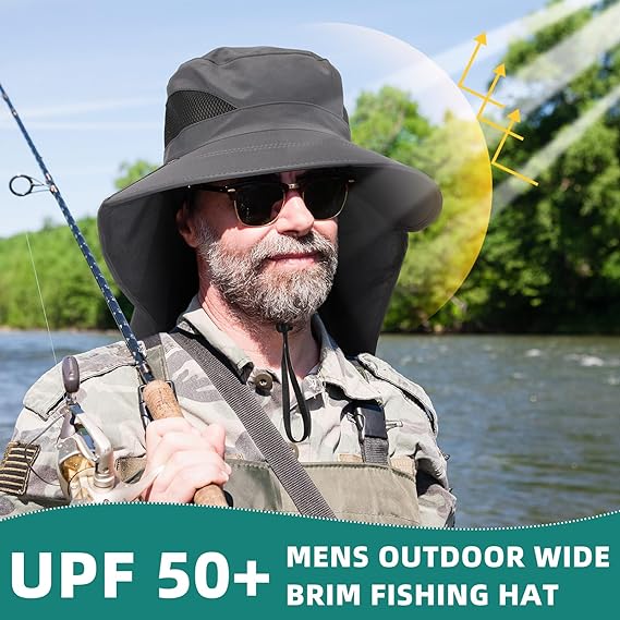 Unisex Adjustable Large Brim Face Neck Cover Waterproof Boonie Hat - Image 5