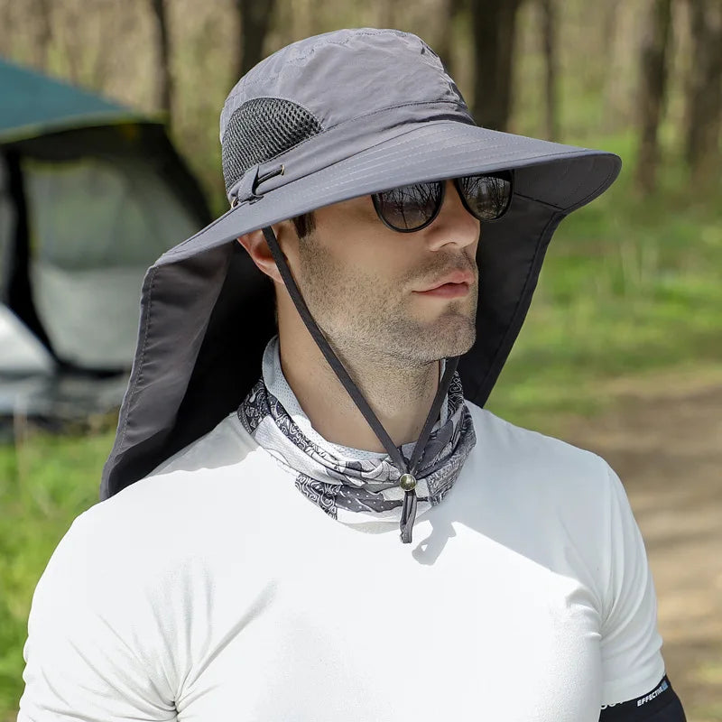 Unisex Adjustable Large Brim Face Neck Cover Waterproof Boonie Hat - Image 6