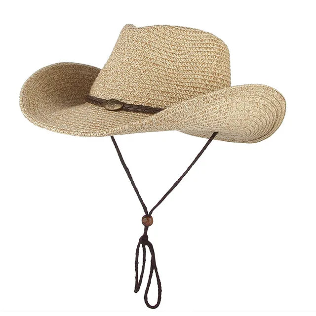 Western Cowboy Wide Brim Straw Sun Hat - Image 8