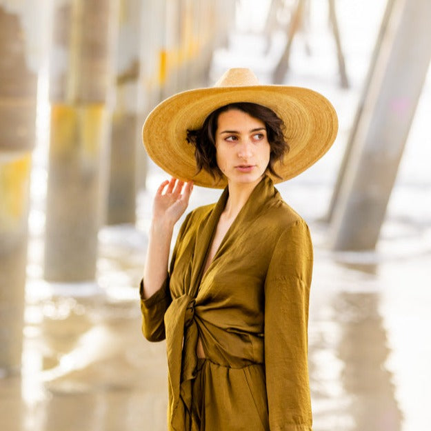 Western Wide Brim Palm Leaf Straw Hat - Image 4