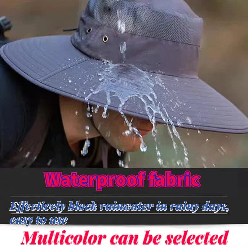 Wide Brim Men's Solid Color Waterproof Boonie Hats - Image 3