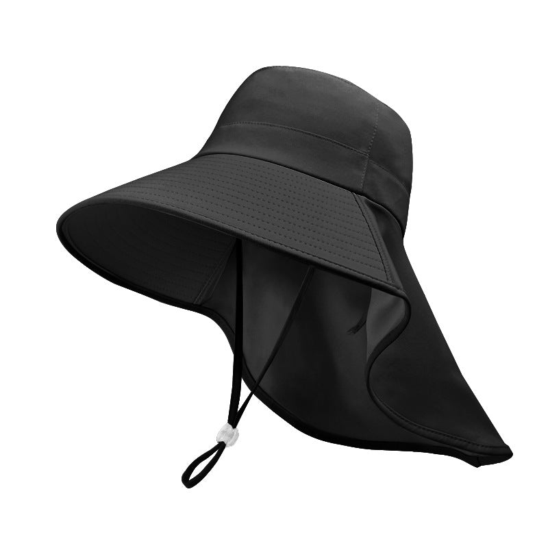 Women Outdoor Neck UV Protection Wide Brim Bucket Hat - Image 9