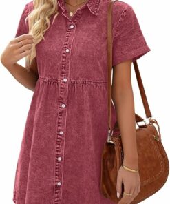 Baroque Rose Babydoll Denim Dress RI5