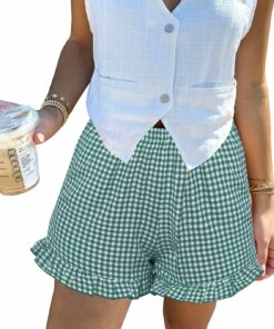 Casual Lounge Sleep Plaid Shorts RI49