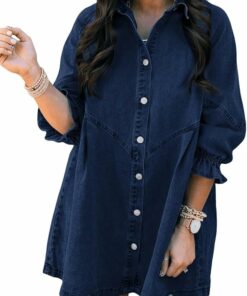 Dark Blue Button Down Denim Jean RI15