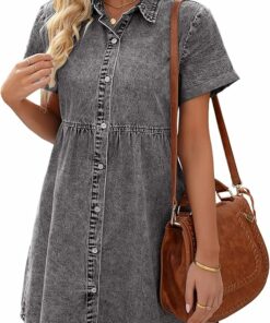 Foxy Gray Babydoll Denim Dress RI6