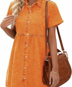 Flowy Tiered Babydoll Denim Dress RI8