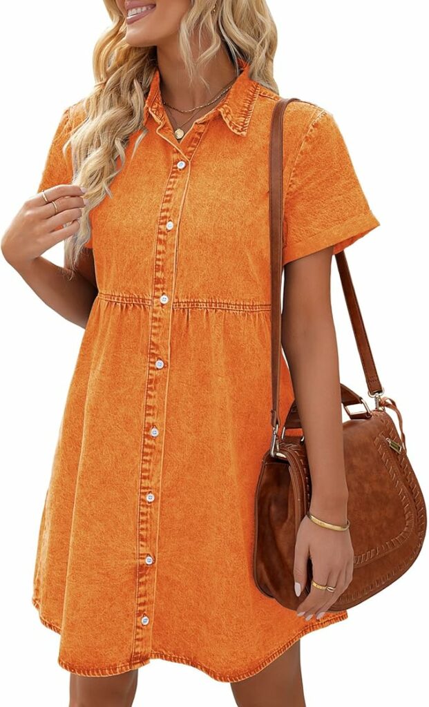 Flowy Tiered Babydoll Denim Dress RI8