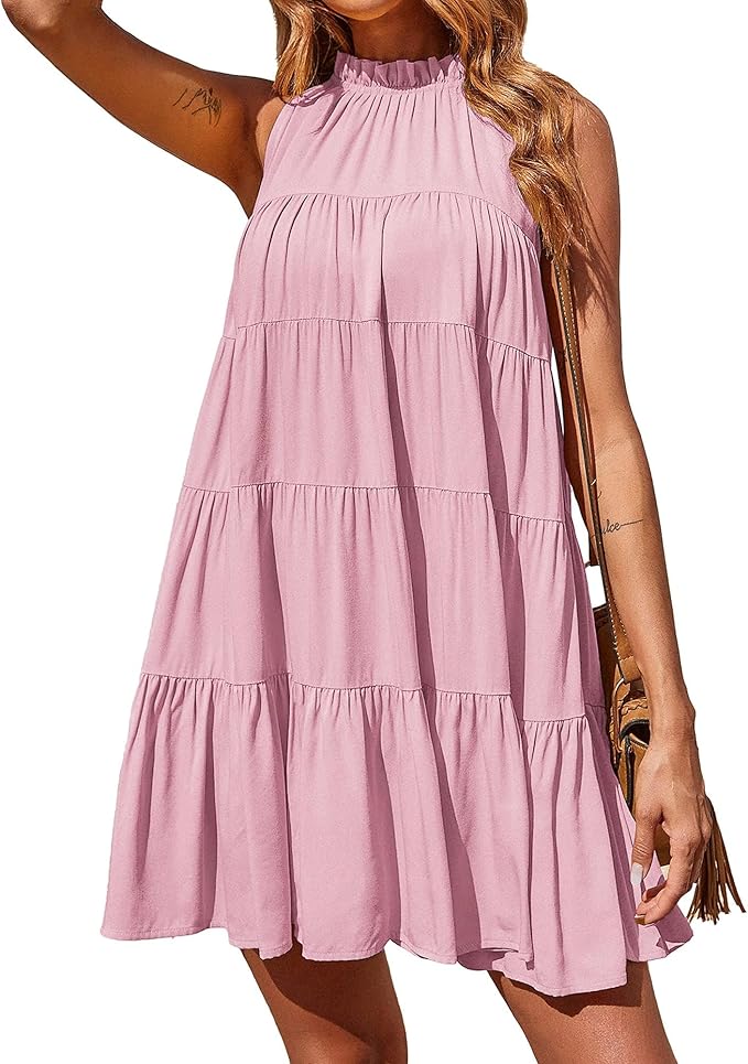 Halter Neck Flowy Mini Sundress RI38